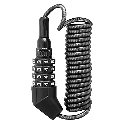 ROCKBROS Motorcycle Helmet Lock Bike Cable Lock Lightweight Bike Lock Combination Small Bicycle Lock Resettable Bike Wheel Lock for Strollers,Luggage, Doors Black