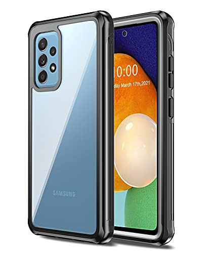 Samsung Galaxy A52 / A52 5G Case,with Built-in Screen Protector Dustproof Shockproof Anti-Scratch Cover Case, Full Body Protective Clear Cover for Samsung Galaxy A52 4G 5G Case -Black-