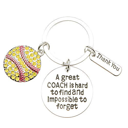 Sportybella Softball Coach Keychain, Softball Gift, Softball Jewelry, Perfect Softball Coach Gifts