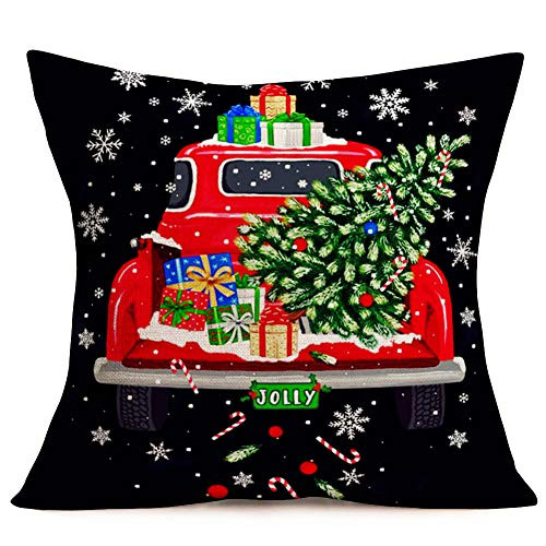 Smilyard Christmas Trees Throw Pillow Covers Red Truck with Black Background Decor Home Pillow Cases Cotton Linen Winter Xmas Cushion Cover 18x18 Inch for Sofa Couch -Truck-1PS- Smilyard Christmas Trees Throw Pillow Covers Red Truck with Black Background Decor Home Pillow Cases Cotton Linen Winter Xmas Cushion Cover 18x18 Inch for Sofa Couch -Truck-1PS-