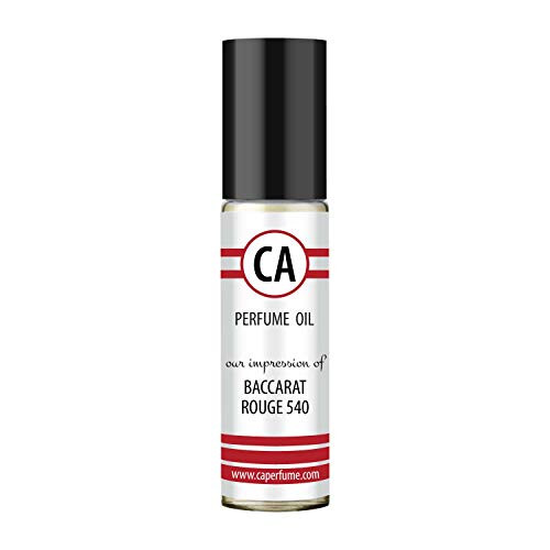 CA Perfume Impression of Baccarat Rouge 540 For Men Fragrance Body Oils Alcohol-Free Essential Aromatherapy Sample Travel Size Roll-On 0.3 Fl Oz/10 ml