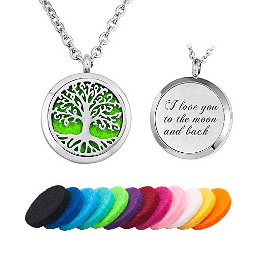 LoEnMe Jewelry Aromatherapy Essential Oil Diffuser Necklace Tree of Life Infinity Locket Pendant Women Girl Men