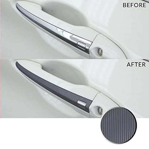Optix Door Handle Trim Chrome Delete Precut Vinyl Wrap Overlay Kit Compatible with and Fits Infiniti Q60 Coupe 2017 2018 2019 - Carbon Fiber Gunmetal