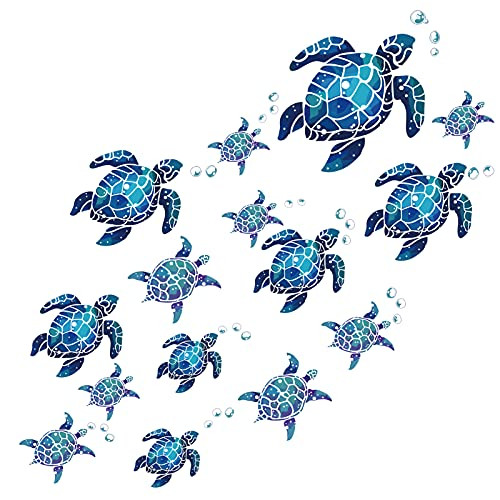 15 Pieces Sea Turtle Vinyl Wall Stickers, Undersea Blue Turtle Under The Sea Wall Decals, Waterproof Turtle Bubbles Decal for Bathroom Bedroom Living Room Toilet Nursery Kindergarten Decorations 15 Pieces Sea Turtle Vinyl Wall Stickers, Undersea Blue Turtle Under The Sea Wall Decals, Waterproof Turtle Bubbles Decal for Bathroom Bedroom Living Room Toilet Nursery Kindergarten Decorations