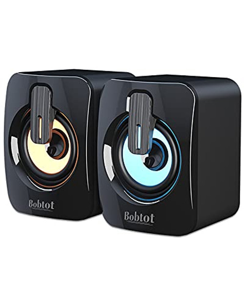 Bobtot Computer Speakers, RGB PC Speakers, USB Powered AUX Speaker for Laptop, Desktop, PC, Tablets