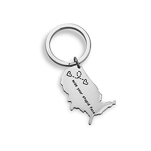WUSUANED Miss Your Stupid Face USA Map Key Chain Long Distance Gift For Best Freinds Couple Family -miss face keychain 2-