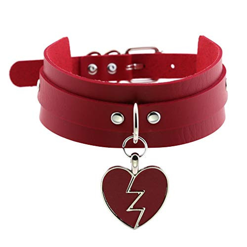 Women PU Leather Sexy Punk Choker Necklace Goth Choker Collar Waist Belt Gothic Harness Body Caged -Red Heart Lightning- Women PU Leather Sexy Punk Choker Necklace Goth Choker Collar Waist Belt Gothic Harness Body Caged -Red Heart Lightning-