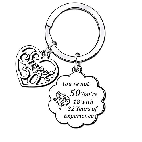 Inspirational Keychain Sweet 13th 16th 18th 21st 30th 40th 50th 60th Birthday Gift for Women Girls Children Kids Lovely Keychain Presents for Her -50th-