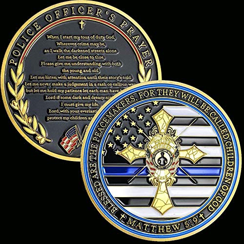 Thin Blue Line Police Officer Prayer Challenge Coin