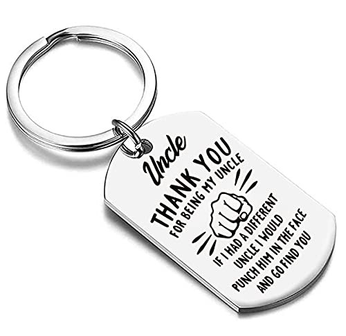 Thank You for Being My Uncle Keychain,Uncle Gifts from Niece Nephew for Father's Day Birthday Christmas