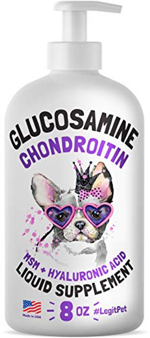 LEGITPET Liquid Glucosamine for Dogs - Bacon Flavour with Chondroitin, MSM  and  Hyaluronic Acid K9 Supplement - Hip and Joint Formula