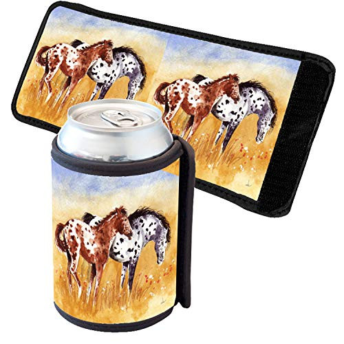Sunshine Cases Black and Sorrel Leopard Appaloosa Mare and Foal Horse Art by Denise Every Insultated Beverage Can Cooler Thermal Bottle Wrap