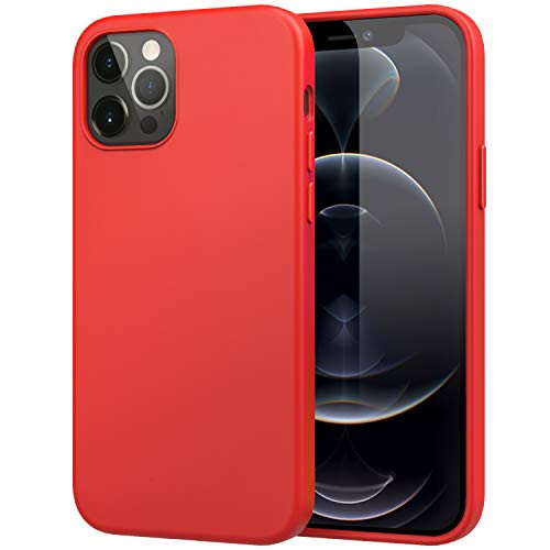MoKo Compatible with iPhone 12 Pro Max 6.7 Inch 2020 Case, Shockproof Slim Fit Liquid Silicone Gel Rubber Protective Case Soft Touch Back Cover Fit with iPhone 12 Pro Max 6.7" - Red