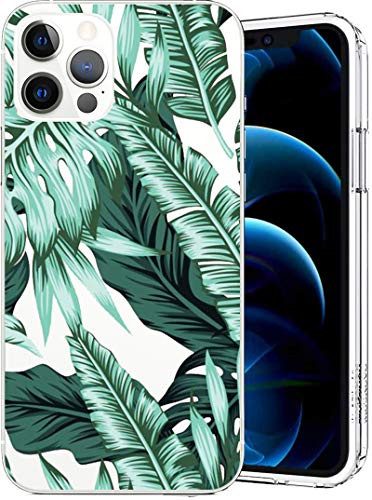 Clear Case Compatible with iPhone 12 Pro Max Case, Clear Green Stylish Tropical Leaves Designed for iPhone iPhone 12 Pro Max 6.7 inch -Tropical Leaves-
