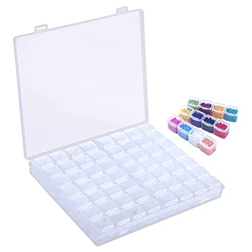 Naler 56 Grids Diamond Painting Box Plastic Storage Container Embroidery Storage Box Clear Bead Container for Beads, Button, Nail Diamonds, Seeds, DIY Art Craft Accessories Naler 56 Grids Diamond Painting Box Plastic Storage Container Embroidery Storage Box Clear Bead Container for Beads, Button, Nail Diamonds, Seeds, DIY Art Craft Accessories