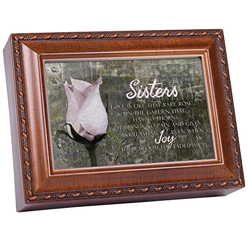 A Sister's Love Bereavement Rich Woodgrain Finish Jewelry Music Box - Plays Amazing Grace