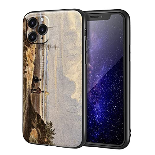John Varley for iPhone 11 Pro Case/Art Cellphone Case/Giclee UV Reproduction Print on Mobile Phone Cover-Seashore with Two Figures and A Distant Town-