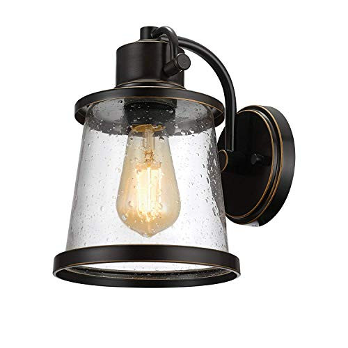 Globe Electric Charlie 1-Light Oil Rubbed Bronze LED Outdoor Wall Mount Sconce with Clear Seeded Glass Shade 44127 (Renewed) Globe Electric Charlie 1-Light Oil Rubbed Bronze LED Outdoor Wall Mount Sconce with Clear Seeded Glass Shade 44127 (Renewed)