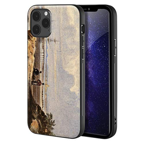 John Varley for iPhone 12 Pro Max Case/Art Cellphone Case/Giclee UV Reproduction Print on Mobile Phone Cover-Seashore with Two Figures and A Distant Town-