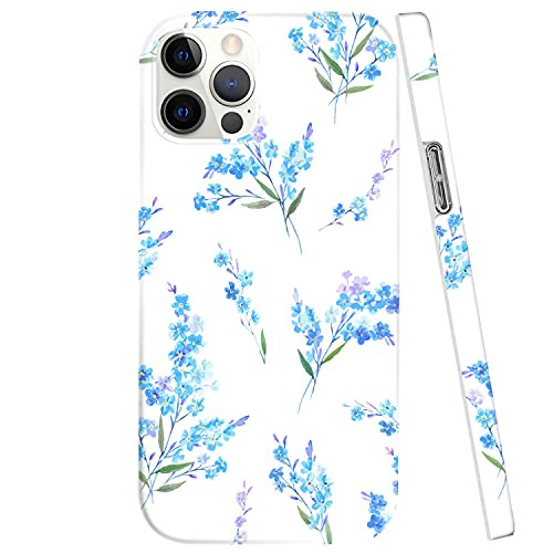 Hepix Blue Flower Compatible with iPhone 12 Pro Max Case Blue Floral iPhone 12 Pro Max Case 6.7 Inch 2020, Phone Case IMD Anti-Yellow, Shockproof Full-Body Protective Cover for iPhone 12 Pro Max