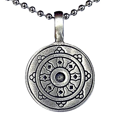 The Wheel of Karma Zen Buddhist Buddhism Dhamma Chakra Hinduism Protection Amulet Safe Travel Medallion Luck Fortune Wealth Money Lucky Charm Talisman Pewter Men's Pendant Necklace w Silver Ball Chain The Wheel of Karma Zen Buddhist Buddhism Dhamma Chakra Hinduism Protection Amulet Safe Travel Medallion Luck Fortune Wealth Money Lucky Charm Talisman Pewter Men's Pendant Necklace w Silver Ball Chain