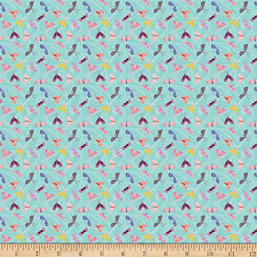 Blank Quilting Owl Prowl Digital Tiny Butterflies Fabric, Aqua