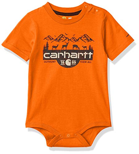 Carhartt Boys' Short Sleeve Bodyshirt, Exotic Orange, 6 Months