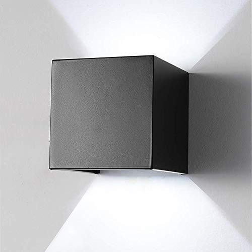 LED Wall Sconce Lighting Fixtures Lamps 12W Adjustable Outdoor Indoor Exterior Wall Lights 3.94", Waterproof IP65, Up and Down for Porch Garden Hallway Pathway (Black-6000K White Light)