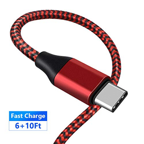 TONIWA Type C Fast Charging Cable USB A to C Charger Cord-6FT plus10FT- Compatible Samsung Galaxy S10 S9 S8  plus,Note 9 8, A10e A20e A20s A30s A50s, A20 A30 A50 A70 A80,Durable Braided Data Sync