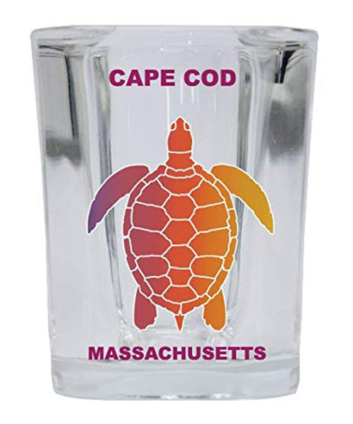 CAPE COD Massachusetts Square Shot Glass Rainbow Turtle Design CAPE COD Massachusetts Square Shot Glass Rainbow Turtle Design