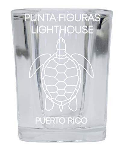 Punta Figuras Puerto Rico Souvenir 2 Ounce Square Shot Glass laser etched Turtle Design
