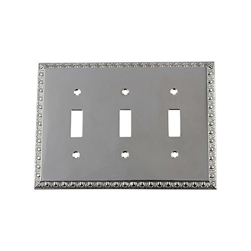 Nostalgic Warehouse 719904 Egg & Dart Switch Plate with Triple Toggle, Bright Chrome