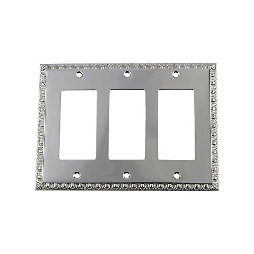 Nostalgic Warehouse 719907 Egg & Dart Switch Plate with Triple Rocker Bright Chrome