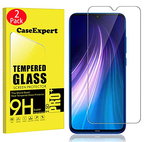 2 Pack - Xiaomi Redmi Note 8 Tempered Glass, CaseExpert Tempered Glass Crystal Clear Screen Protector Guard  and  Polishing Cloth for Xiaomi Redmi Note 8