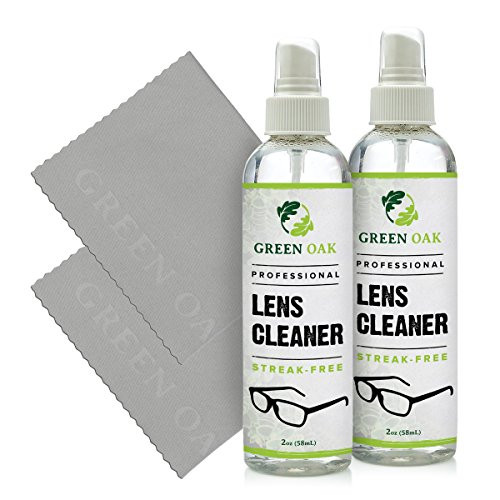 Lens Cleaner Spray Kit  Green Oak Professional Lens Cleaner Spray with Microfiber Cloths  Best for Eyeglasses, Cameras, and Lenses - Safely Cleans Fingerprints, Dust, Oil -8oz-