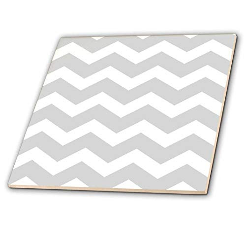 3dRose ct_179674_4 Light Grey & White Zig Zag Chevron Pattern Gray Silver Zigzags Ceramic Tile, 12"