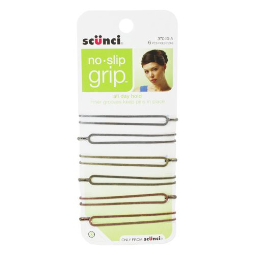 Scunci 3704003a048 No-Slip Grip Oval Bobby Pins Assorted Colors 6 Count