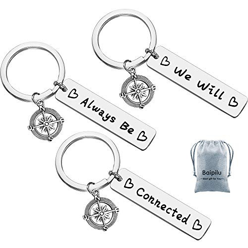 Best Friends Forever Gift Sister Keychain Set Friendship Long Distance Gifts - We Will Always be Connected Keychain Brothers Sisters Gifts Graduation Gifts Christmas Gifts Valentine gifts-Set of 3-