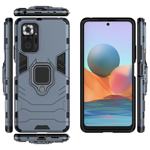 QiongNi Case for Xiaomi Redmi Note 10 Pro 4G Case Cover,Magnetic Car Mount Bracket Shell Case for Xiaomi Redmi Note 10 Pro 4G M2101K6P M2101K6R M2101K6G / Redmi Note 10 Pro Max 4G M2101K6I Case Blue