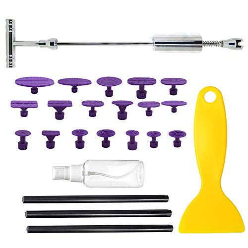 LTUPWF 24PCS Paintless Dent Repair Kit, Auto Body Dent Remover Puller Removal Kit with Slide Hammer and 18PCS Glue Puller Tabs for Car Body Dents Dings Hail Damage