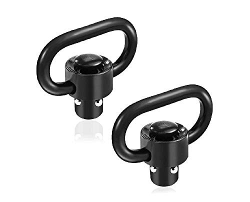 360 TACTICAL QD Sling Swivel Mount, Tactical Heavy Duty QD Quick Detach/Release 1.25" Loop Heavy Duty Push Button Swivels - Black -Pack of 2- Push Button