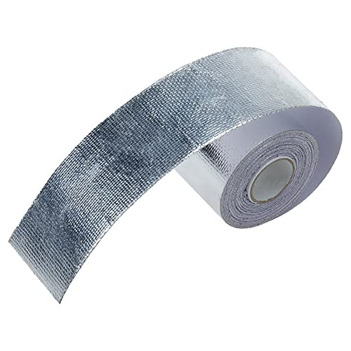 YaeGarden 2" x32.8' Silver Adhesive Backed Heat Barrier Tape,Glassfiber Heat Shield Reflective Tape Wrap Roll -10M-