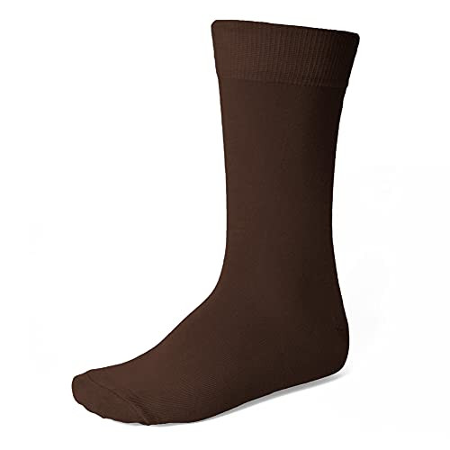 TieMart Men's Solid Color Socks -Brown-