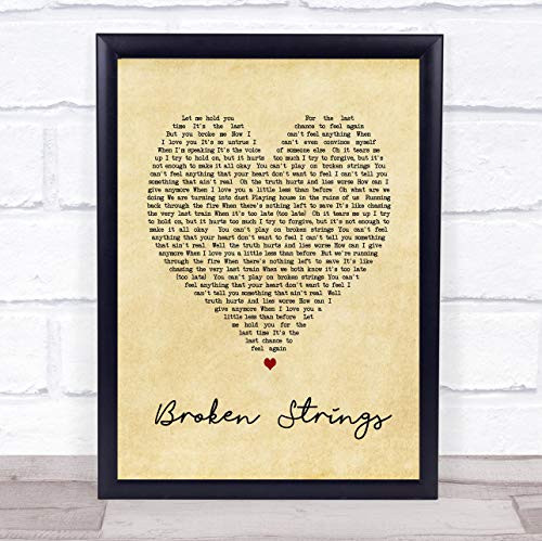 Broken Strings Vintage Heart Song Lyric Quote Print