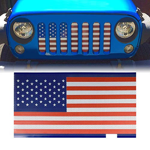 American 4wheel Jeep Wrangler Bug Grill Mesh Insert Bug Screen Insert Grille American USA Flag Jeep Wrangler JK JKU & Unlimited Rubicon Sahara Sport 2007-2018