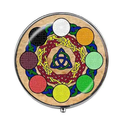 New Wiccan Pentagram Pill Box - Charm Pill Box - Glass Candy Box Pagan Wheel of The Year Jewelry Glass Photo Charm Jewelry Birthday Festival Gift Beautiful Gift