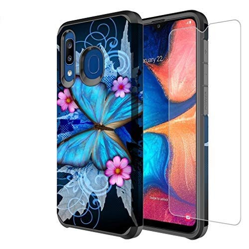 Galaxy A20/A30/A50 Case w-Tempered Glass Screen Protector- Girls Women Silicone Defender Heavy Duty Protective Phone Cover Cases Compatible for Samsung Galaxy A20/A30/A50/A205U - Blue Butterfly Galaxy A20/A30/A50 Case w-Tempered Glass Screen Protector- Girls Women Silicone Defender Heavy Duty Protective Phone Cover Cases Compatible for Samsung Galaxy A20/A30/A50/A205U - Blue Butterfly