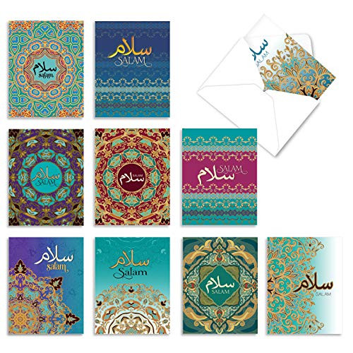 The Best Card Company - 10 All Occasion Note Cards with Envelopes -4 x 5.12 Inch- - Blank Notecard Set - Salam Sentiments AM6208FRB-B1x10