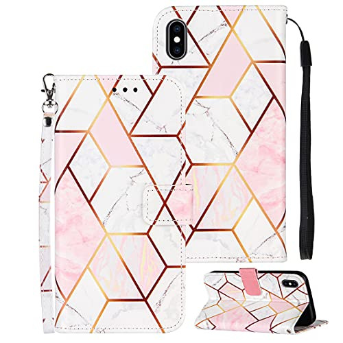 iPhone Xs Max Case, iPhone Xs Max Wallet Case, Etubby -Wallet Stand- PU Leather Wallet Flip Protective Case with Card Slots and Wrist Strap for Apple iPhone Xs Max 6.5" -2018- - Pink