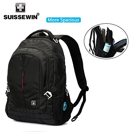 SUISSEWIN Travel Laptop Backpack,Business Anti Theft Slim Durable Laptops Backpack,Water Resistant College School Computer Bag for Women & Men Fits 15.6 inch Laptop and Notebook-Black SUISSEWIN Travel Laptop Backpack,Business Anti Theft Slim Durable Laptops Backpack,Water Resistant College School Computer Bag for Women & Men Fits 15.6 inch Laptop and Notebook-Black